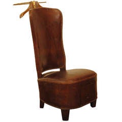 A French Louis Philippe Style Walnut and Leather Upholstered Dressing Chair