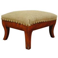 Small French Neoclassical Walnut Footstool, circa 1825