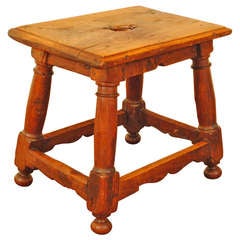 19th C., Jacobean Style, Carved Walnut Milking Stool