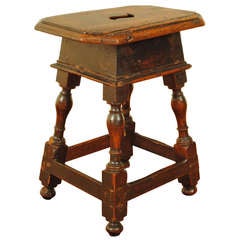 A 19th C., Jacobean Style, Carved Walnut Milking Stool
