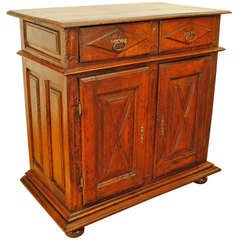 Antique An Oak and Walnut Paneled Credenza