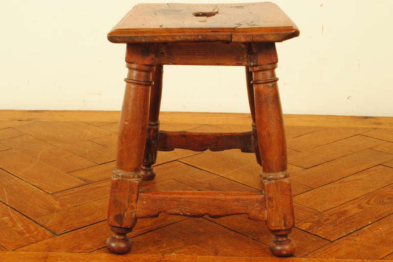 19th Century 19th C., Jacobean Style, Carved Walnut Milking Stool