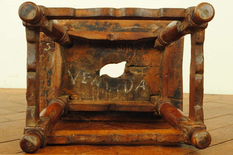 19th C., Jacobean Style, Carved Walnut Milking Stool 4