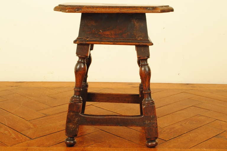 A 19th C., Jacobean Style, Carved Walnut Milking Stool In Good Condition In Atlanta, GA