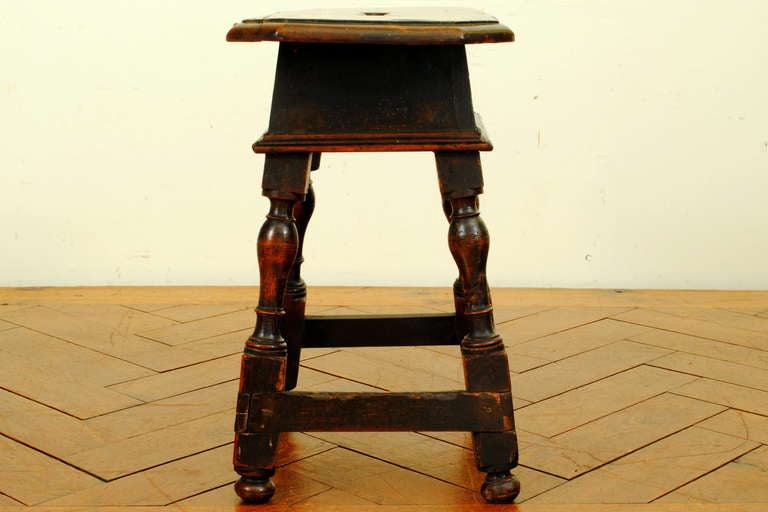 19th Century A 19th C., Jacobean Style, Carved Walnut Milking Stool