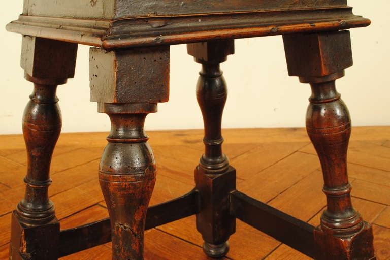 A 19th C., Jacobean Style, Carved Walnut Milking Stool 4