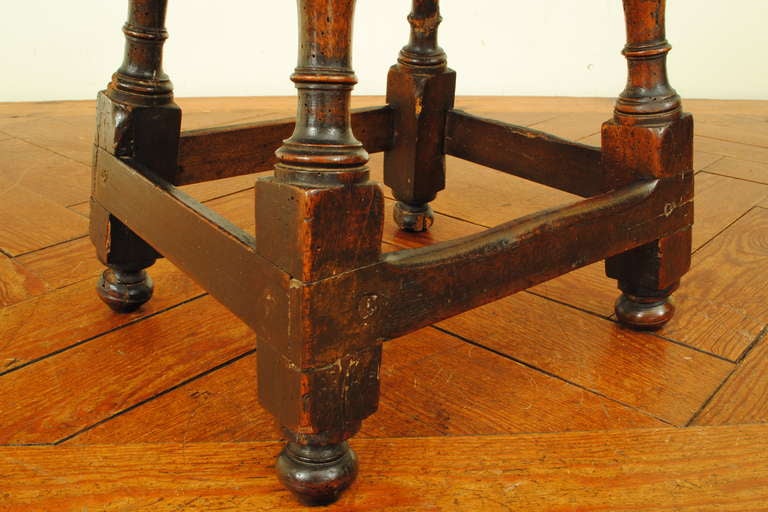 A 19th C., Jacobean Style, Carved Walnut Milking Stool 3