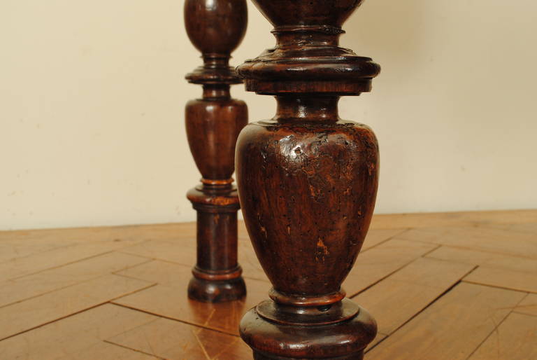 French Louis Philippe Turned Walnut and Marble Top, One-Drawer Table 6