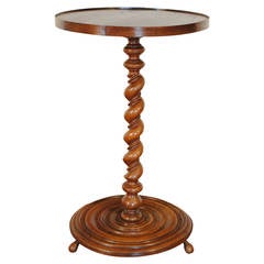 French, Louis Philippe, Walnut Spiral Turned Side Table