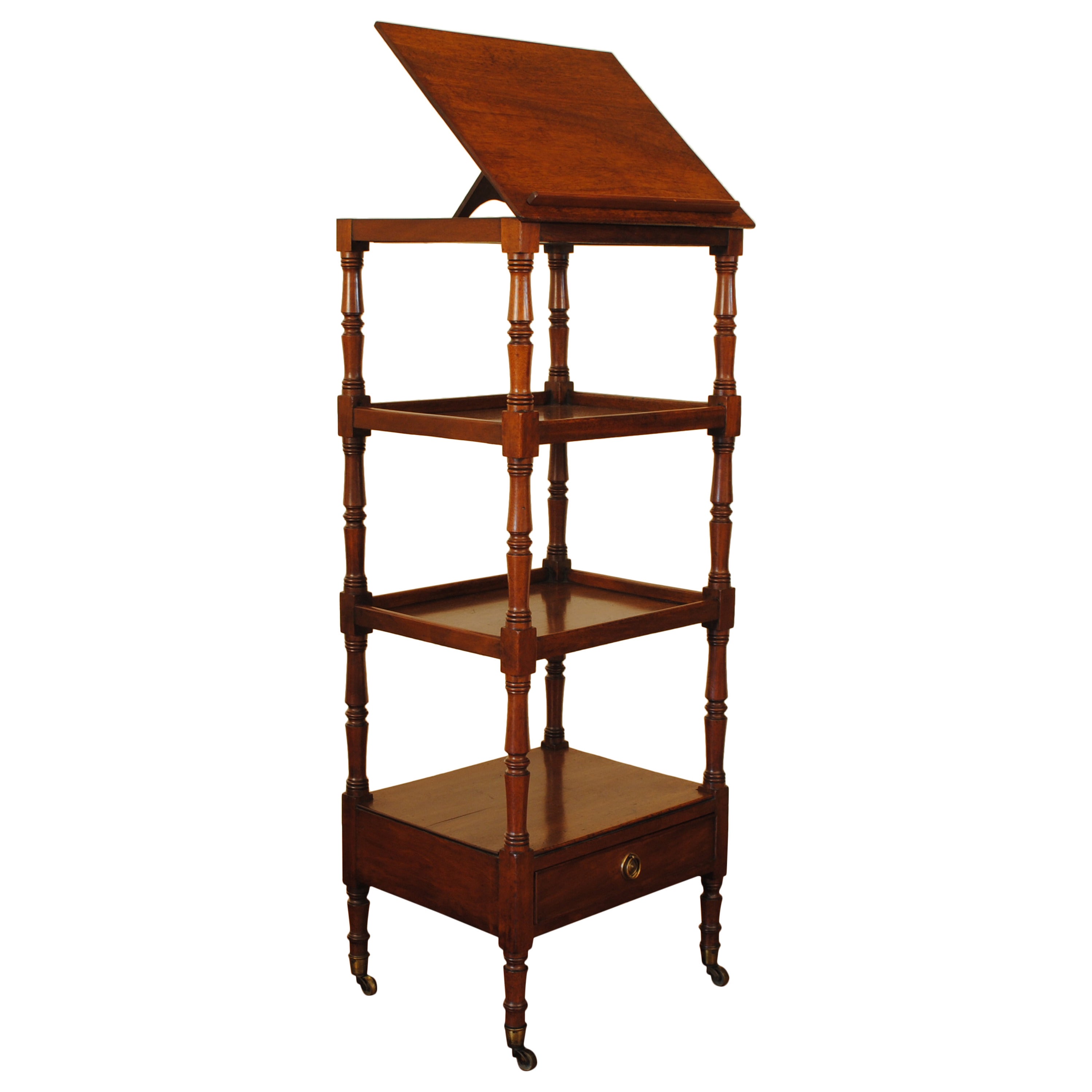 French, Late Louis Philippe, Walnut Four-Tiered Etagere, Mid-19th Century