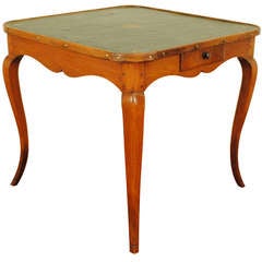 A French 19th Century Louis XV Style One Drawer Leather Covered Games Table