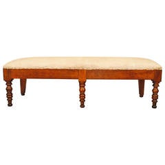 French Louis Philippe Turned Walnut Long Bench, circa 1840