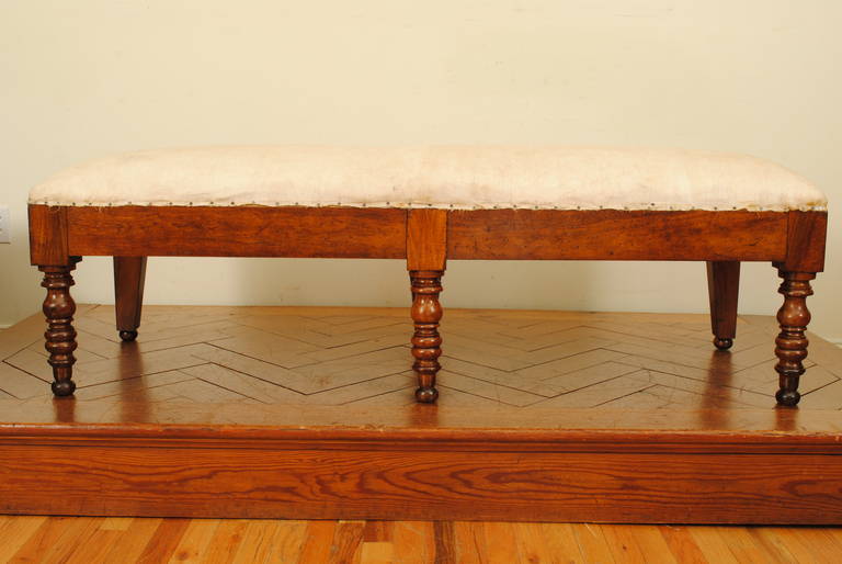 French Louis Philippe Turned Walnut Long Bench, circa 1840