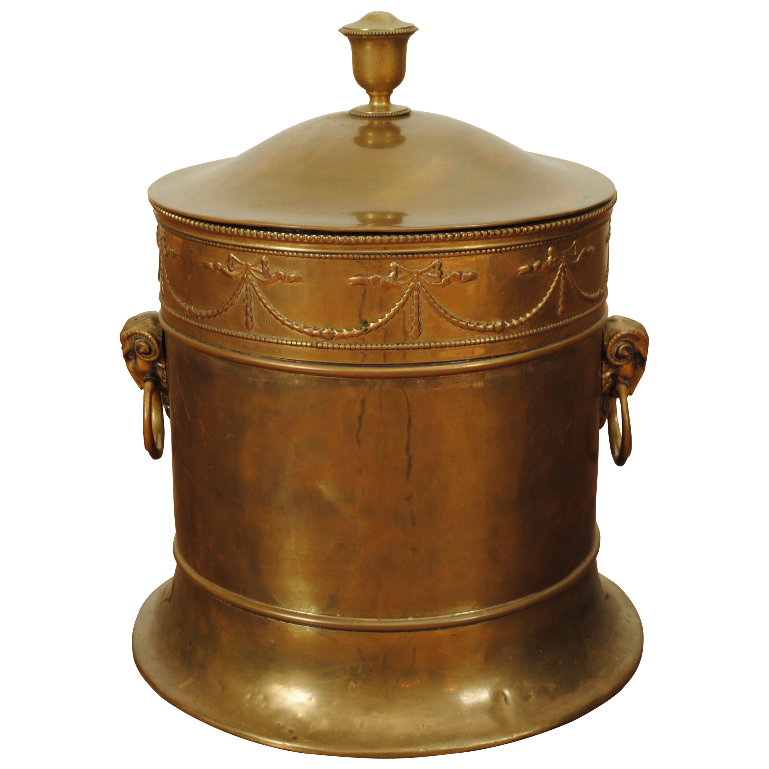 Continental Brass Handled Coal Bucket, Removable Liner, circa 1900