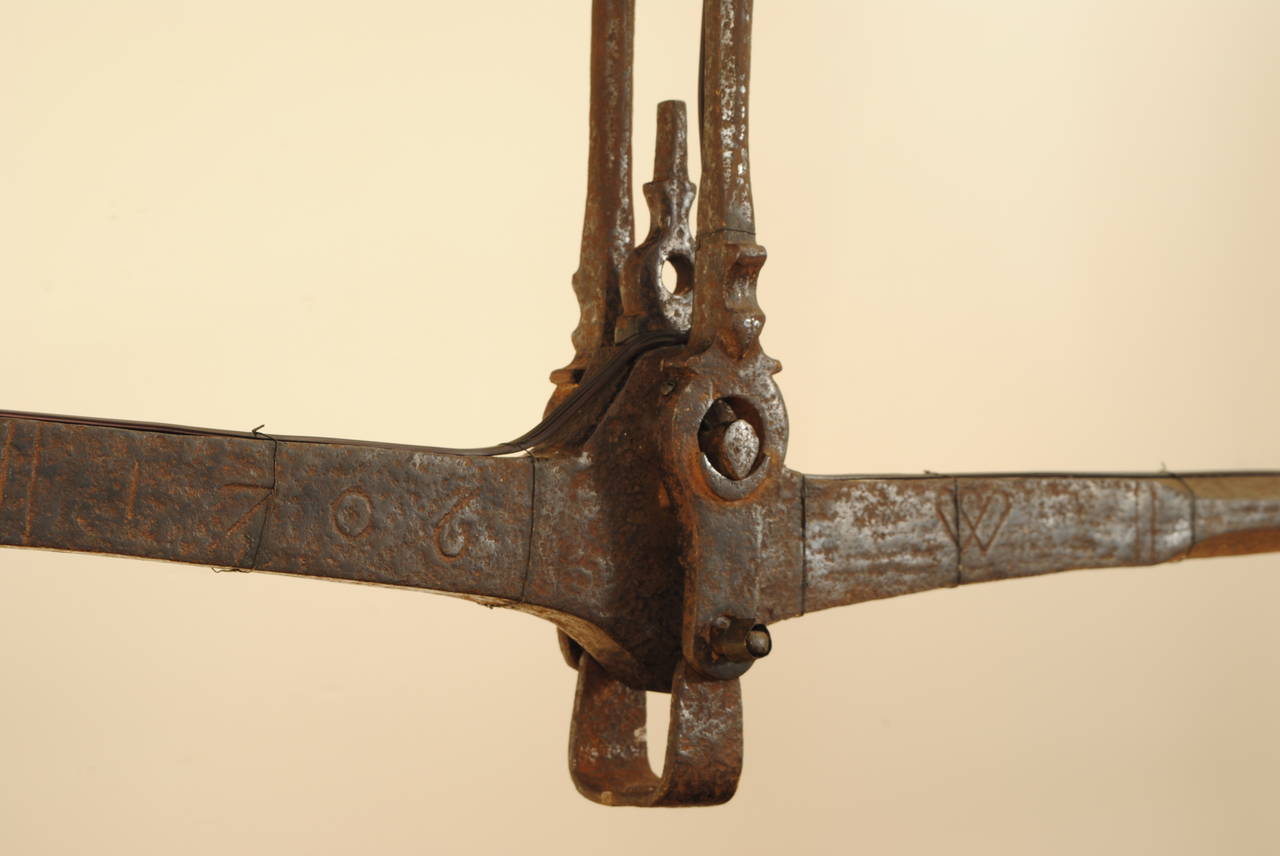 Early 18th Century Louis XIII Period Steel Grain Scale now wired as a Hanging Fixture, ca. 1706
