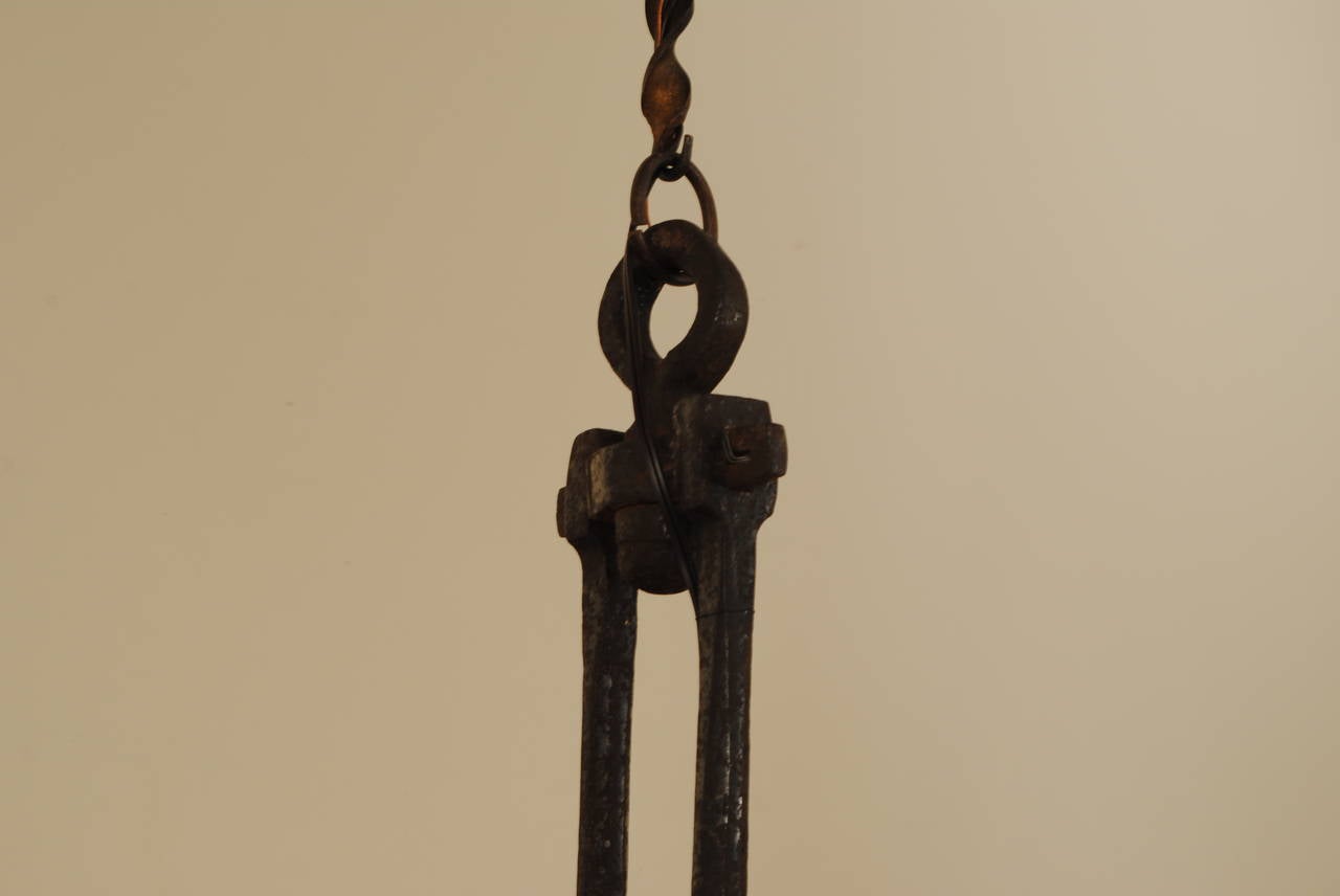 Louis XIII Period Steel Grain Scale now wired as a Hanging Fixture, ca. 1706 2