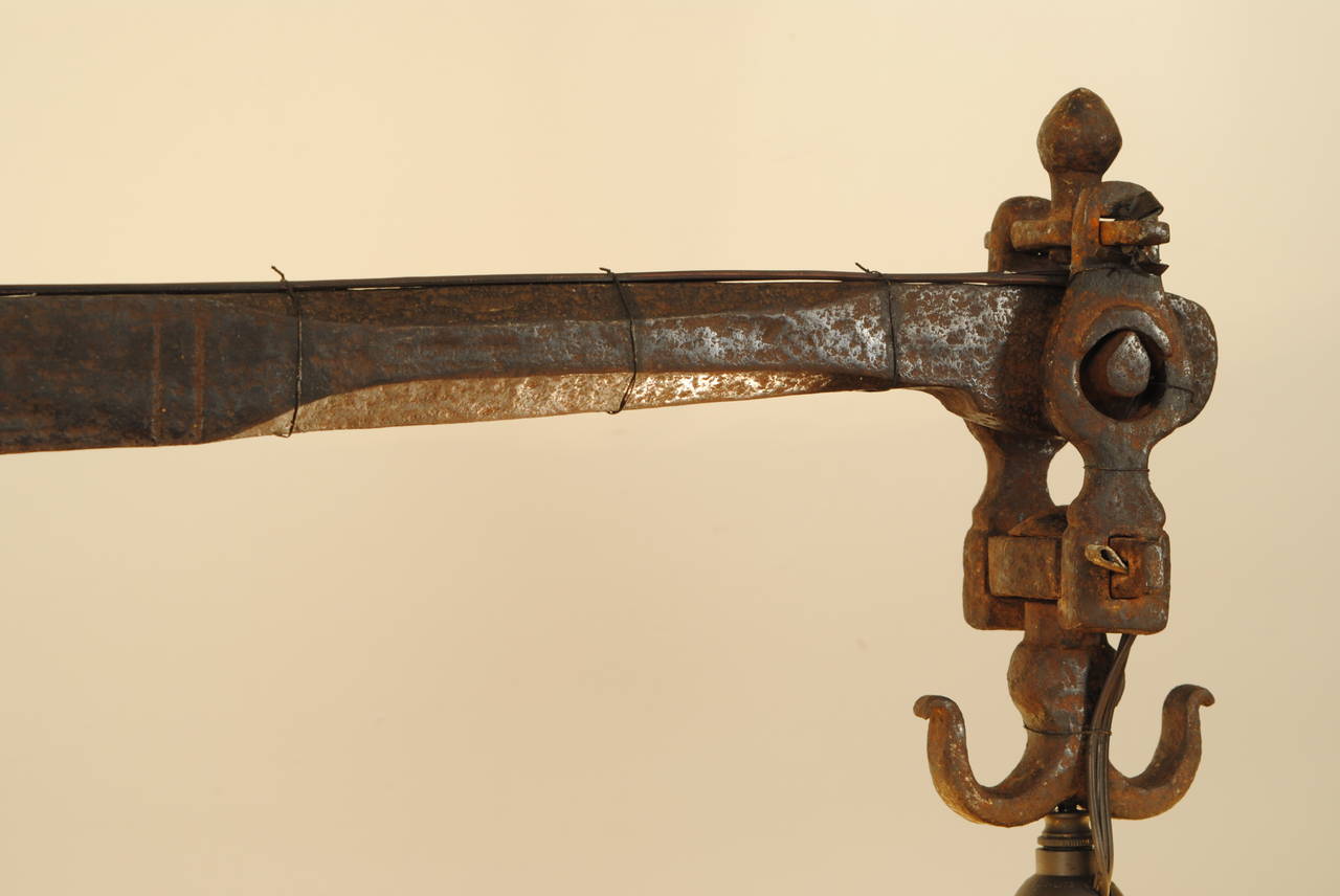 Louis XIII Period Steel Grain Scale now wired as a Hanging Fixture, ca. 1706 3