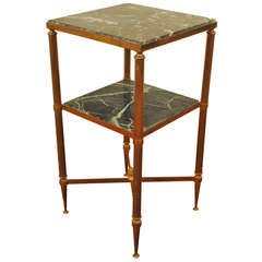 A French Neoclassic Style Marble and Cast Brass Two-Tier Etagere