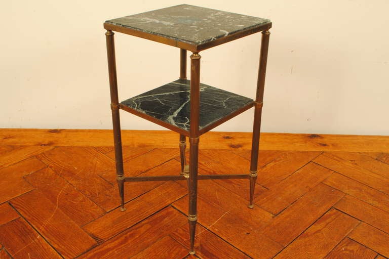 A French Neoclassic Style Marble and Cast Brass Two-Tier Etagere