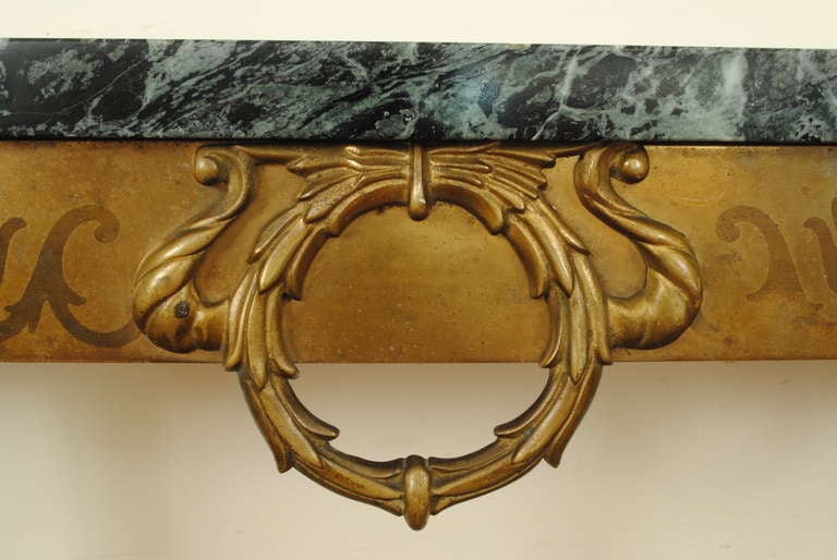 Neoclassical A French Neoclassic Cast and Etched Brass Demilune Console Table with Marble Top
