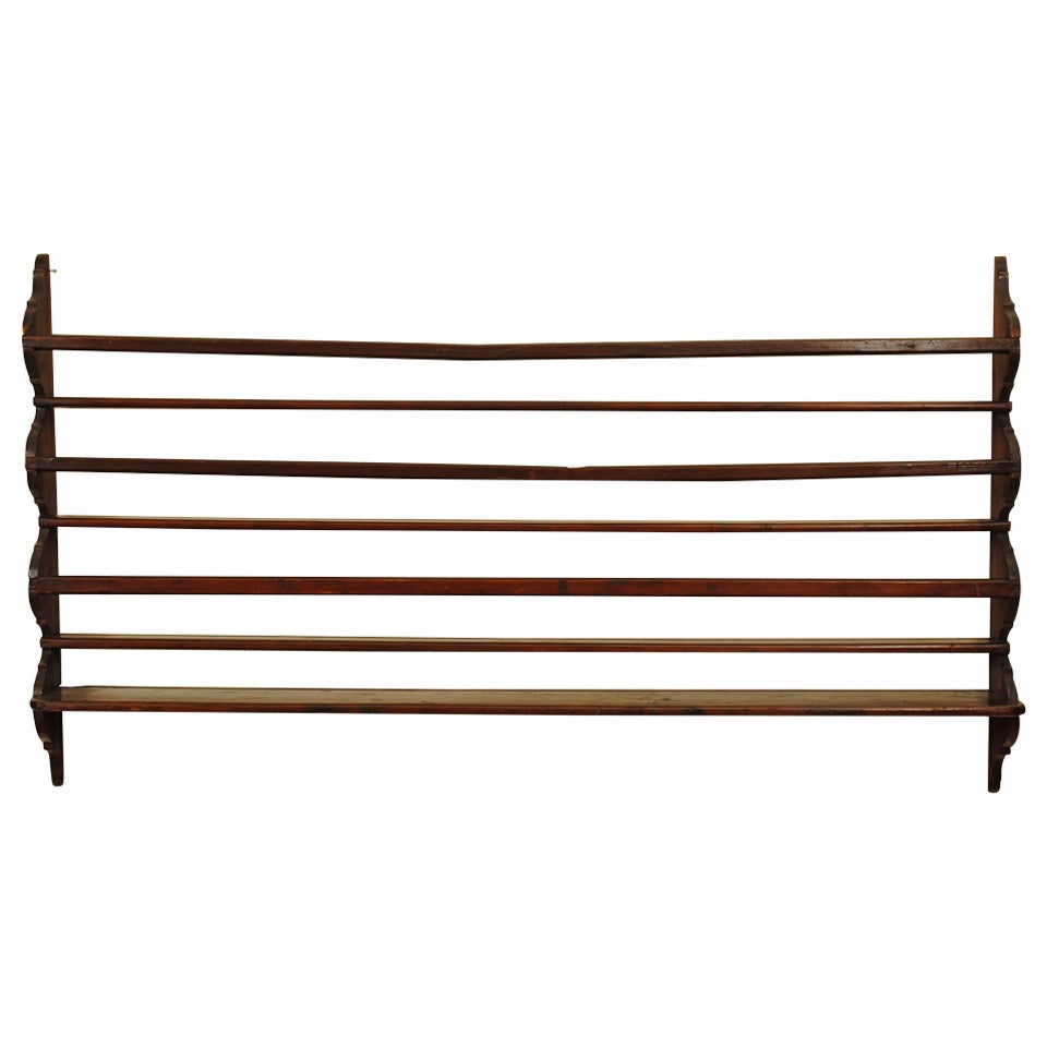 18th Century French Walnut Wall-Mounted Plate Rack