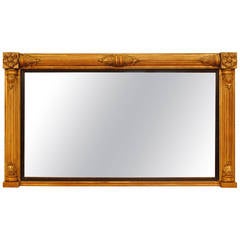 French Late Neoclassical Carved Giltwood and Gilt-Gesso Overmantel Mirror