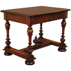 Louis XIII Style 19th Century Turned Walnut One-Drawer Table