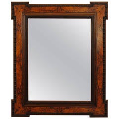 Italian Baroque Style Walnut Veneer and Guilloche Carved Mirror