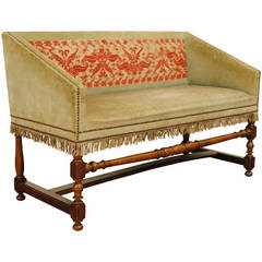 French LXIII Style Walnut and Upholstered Petit Canapé