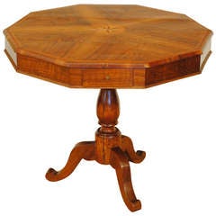 Italian Early 19thc. Neoclassic Walnut and Inlaid Decagonal Center Table