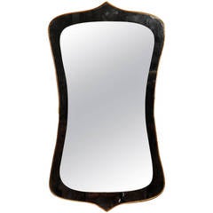 French Art Deco Style Copper Trimmed Wall Mirror