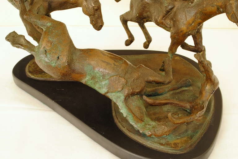 American Mid-20th Century Figural Bronze Group on Marble Base, 
