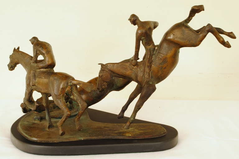 Mid-20th Century Figural Bronze Group on Marble Base, 