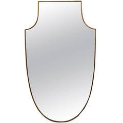 Italian Late Art Deco Brass Framed Wall Mirror