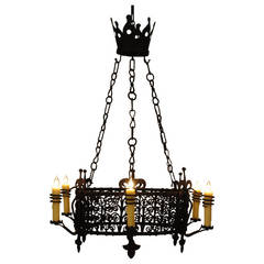 Italian Baroque Style 18th Century Wrought Iron Six-Arm Chandelier