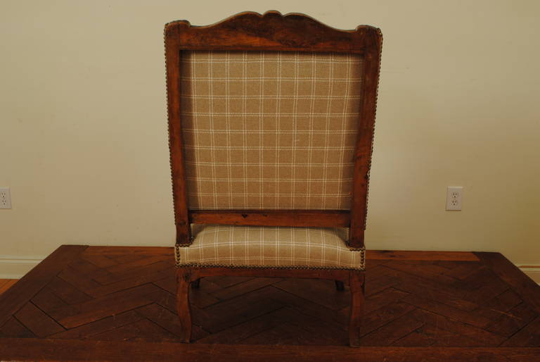 French Louis XV Period Carved Elmwood Fauteuil, Mid-18th Century