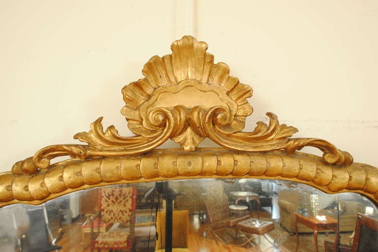 Louis XVI Italian Early Neoclassic Carved Giltwood Mirror, Late 18th Century