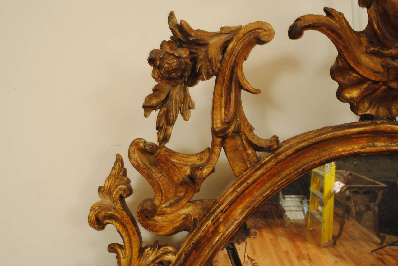 Italian, Toscana, Louis XIV Style Carved Giltwood Mirror, 18th Century In Good Condition For Sale In Atlanta, GA