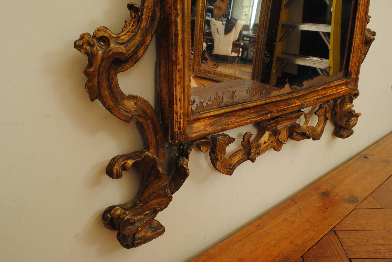 Miroir italien, Toscana, style Louis XIV en bois doré sculpté, 18ème siècle en vente 1