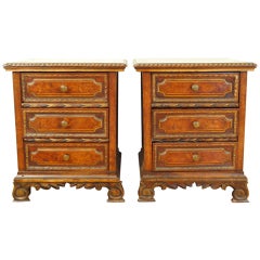 A Pair of Early 18th Century and Later Italian Baroque Style Walnut Commodes