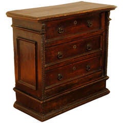 Tuscan Late Renaissance Period Three-Drawer Carved Walnut Commode