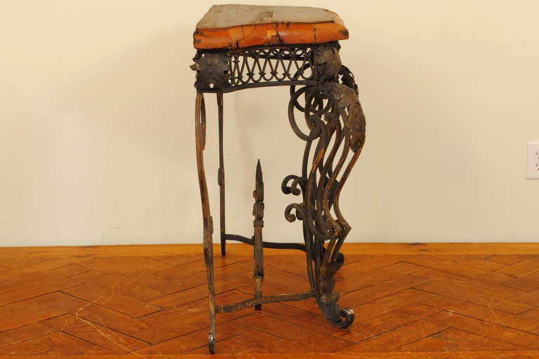 A French Louis XVI Style Wrought Iron and Pinewood Console In Excellent Condition In Atlanta, GA
