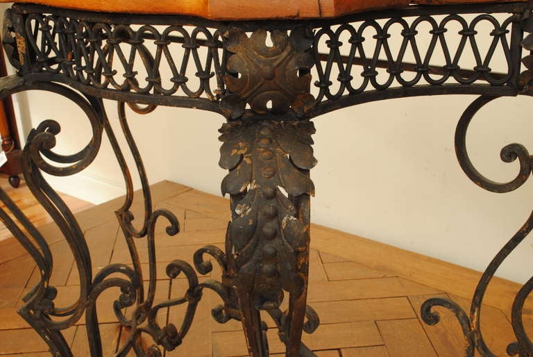 20th Century A French Louis XVI Style Wrought Iron and Pinewood Console