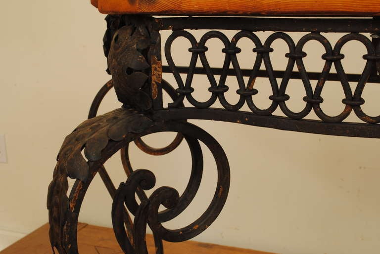 A French Louis XVI Style Wrought Iron and Pinewood Console 1