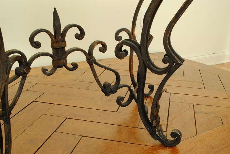 A French Louis XVI Style Wrought Iron and Pinewood Console 3