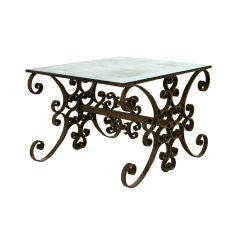 French Baroque Style Wrought Iron Low Table with Mirrored Top