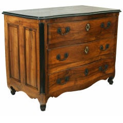 A Louis XV Provincial Walnut 3-Drawer Commode with Ebonized Top