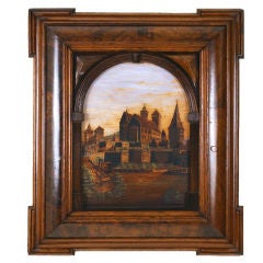 A German Baroque Walnut and Inlaid Portait of a City