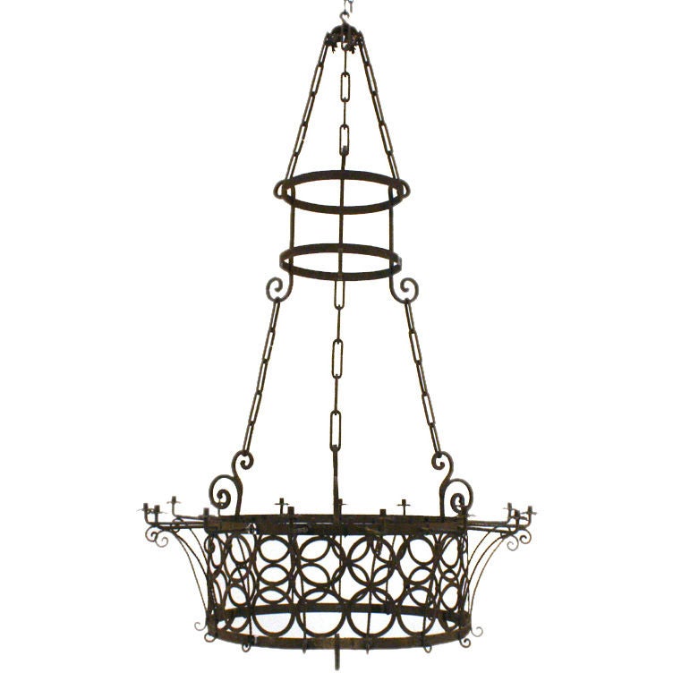 A Massive Italian Wrought Iron 15-light Chandelier