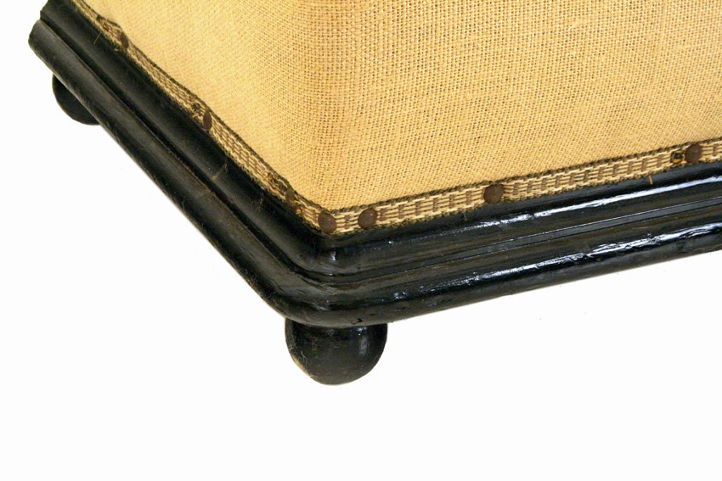 Wood An Italian Ebonized and Upholstered Mid 19th Cen. Trunk